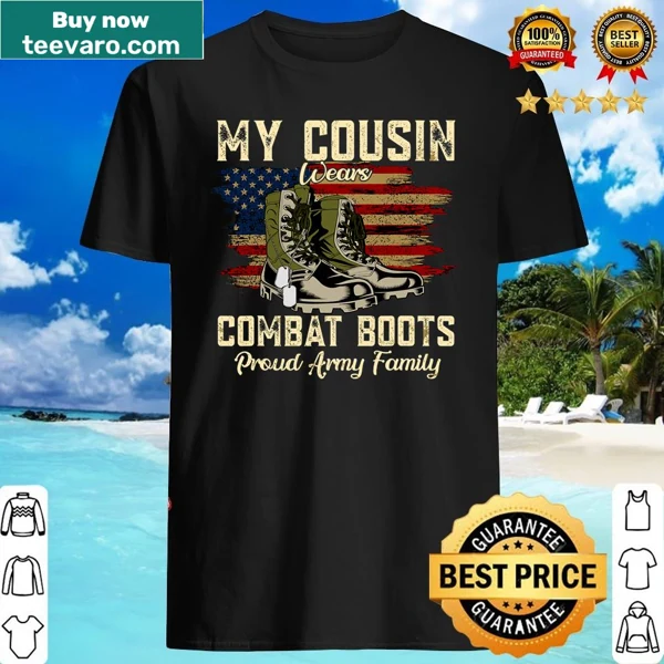 Shirt with combat boots graphic, celebrating proud military families