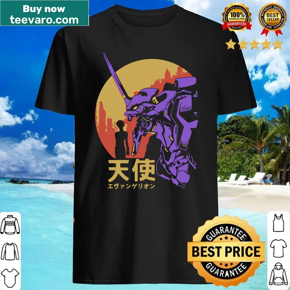 Retro shirt featuring Neon Genesis Evangelion graphic for fans
