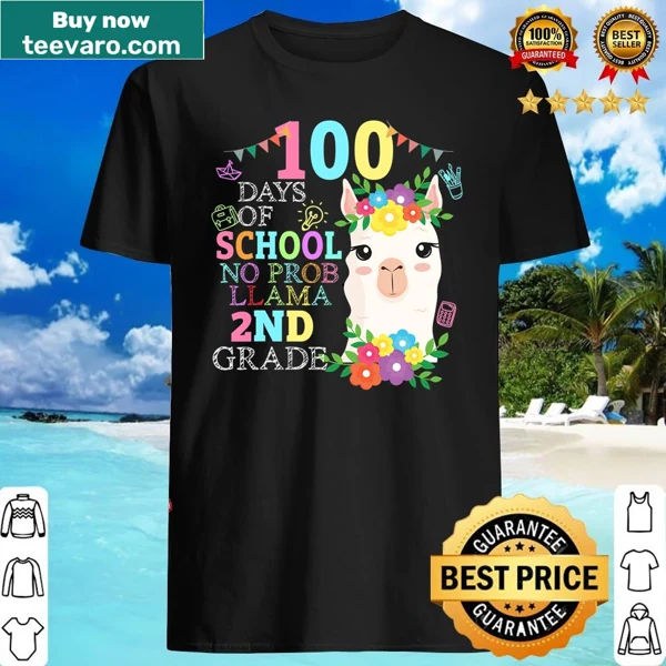Humorous shirt for kids with a llama and No Probllama text