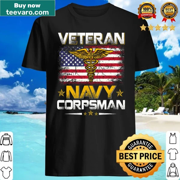 Proud Navy Corpsman t-shirt with military-themed text