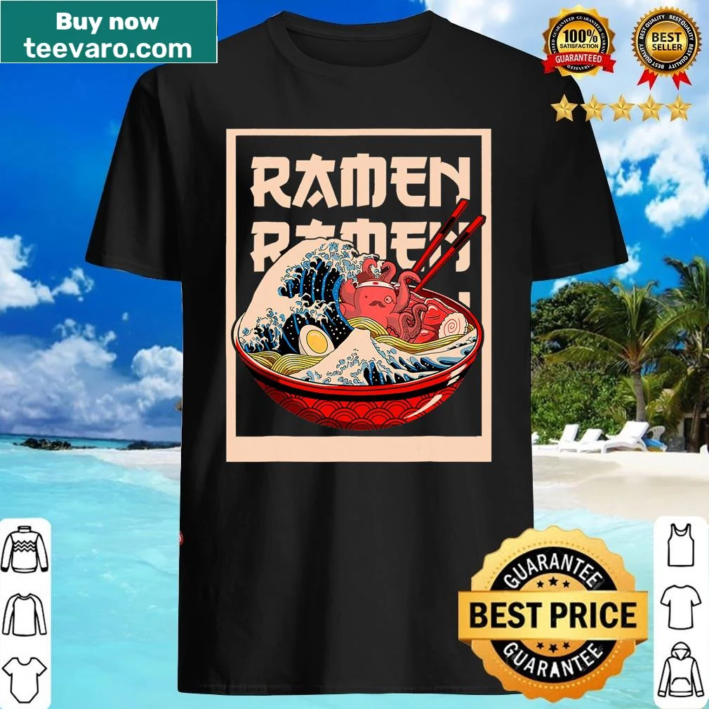 Cute kawaii shrimp ramen shirt featuring an anime design