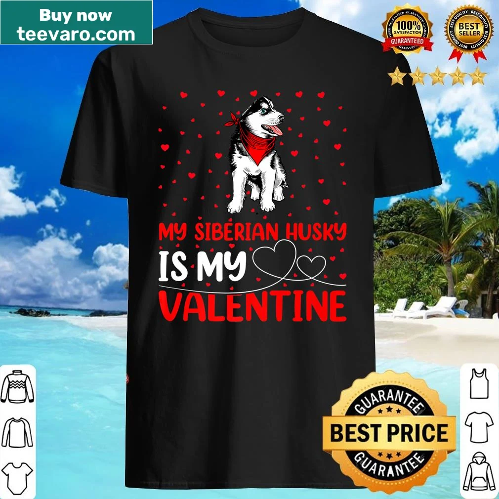 Funny Siberian Husky Valentine t-shirt with playful illustration