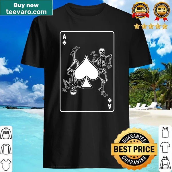 Skeleton ace of spade playing card design on a shirt