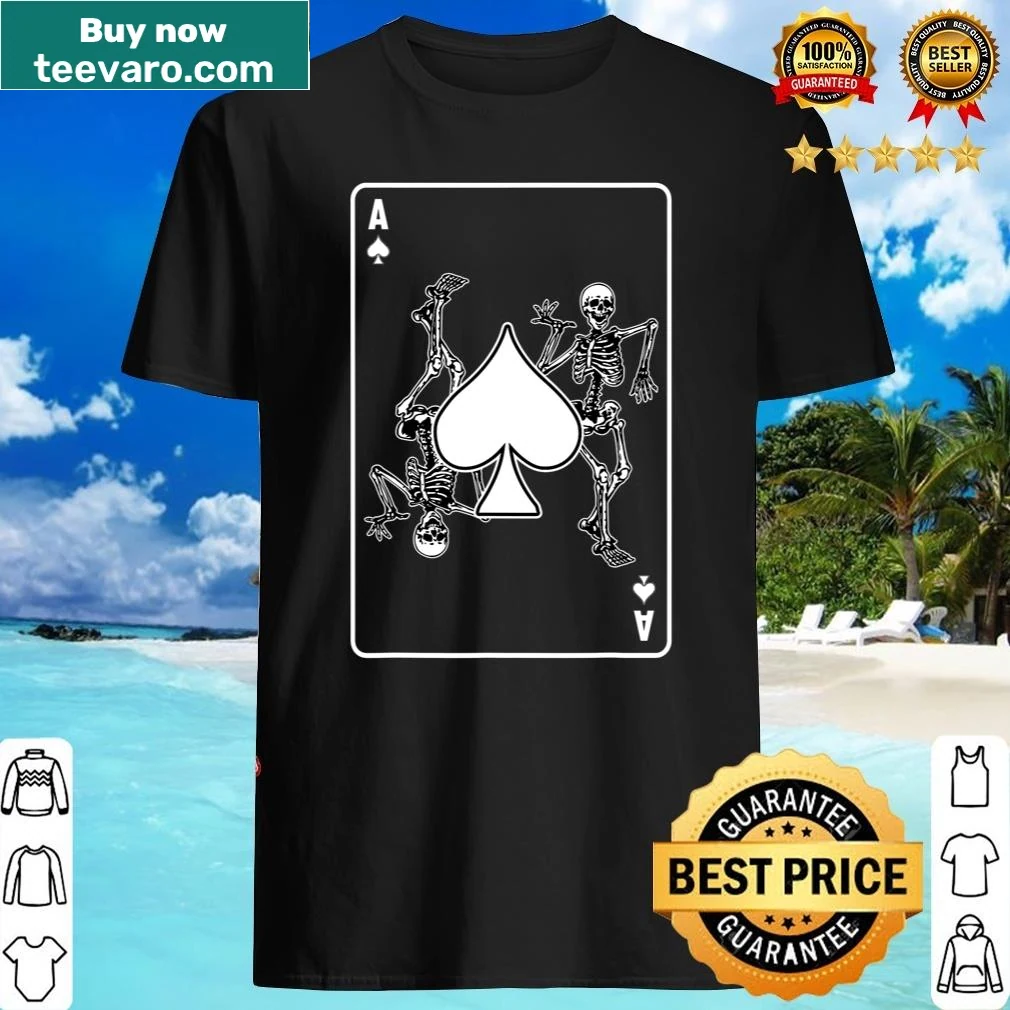 Skeleton ace of spade playing card design on a shirt