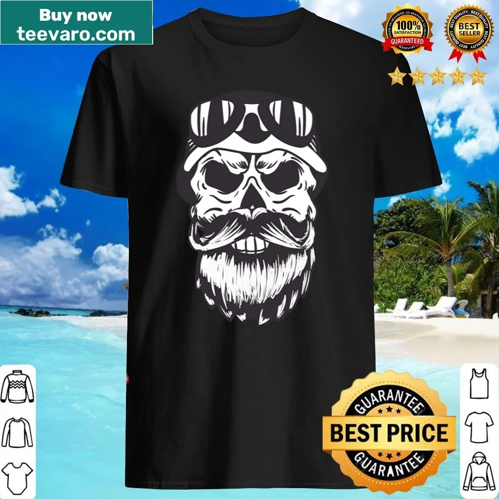 Bold motorcycle-themed shirt with a skull graphic