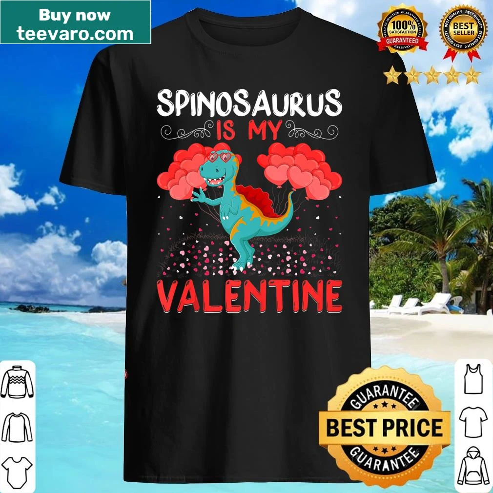 Funny Spinosaurus Valentine shirt featuring playful dinosaur-themed design.