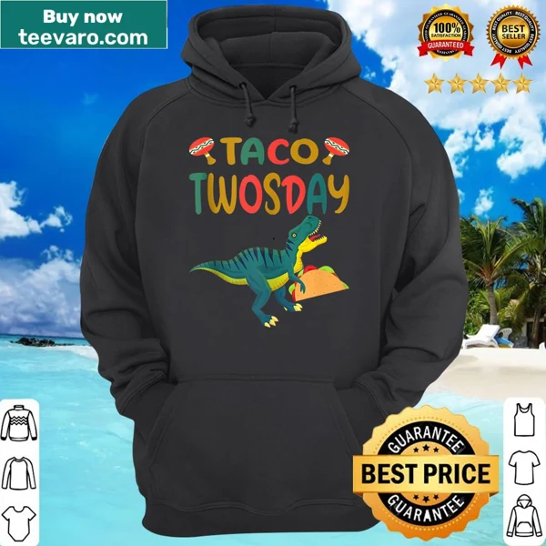 Cute dinosaur-themed shirt celebrating toddler's second birthday with tacos.