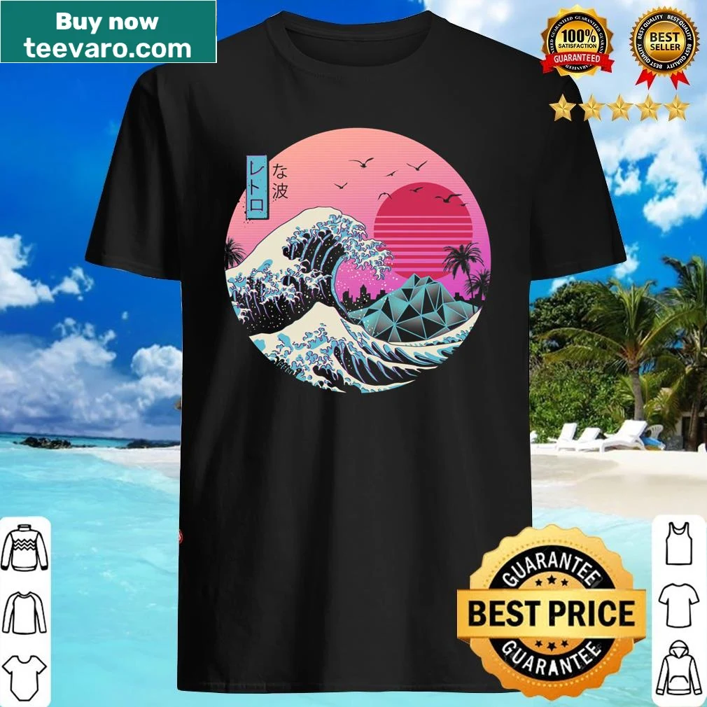 Retro wave shirt featuring abstract typography in a nostalgic design.