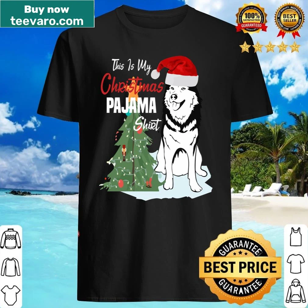 Funny Christmas pajama shirt for Husky dog lovers with playful graphics.