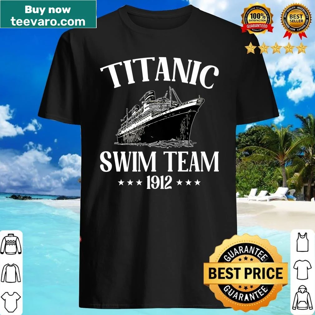 Titanic Swim Team themed shirt with whimsical ocean liner graphic