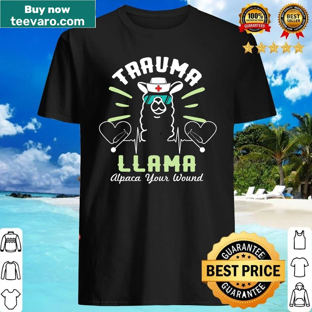 Funny nurse-themed Christmas shirt with llama graphic