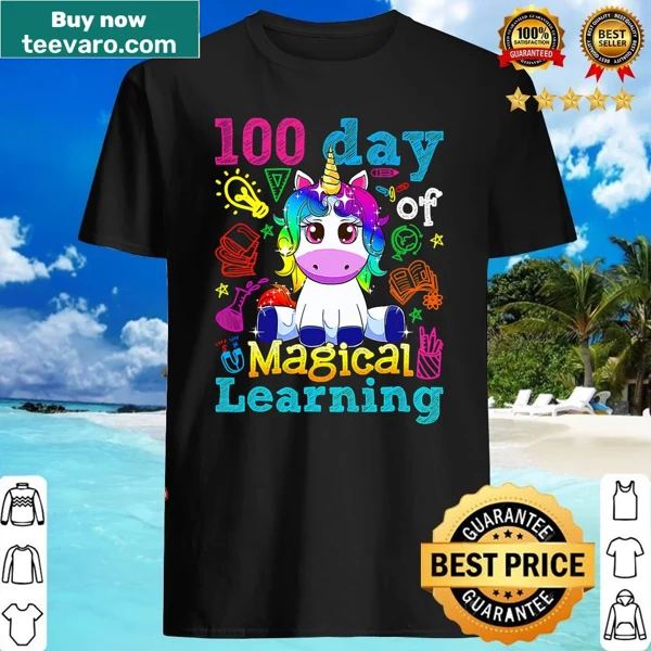 Cute shirt with a unicorn celebrating 100 days of school