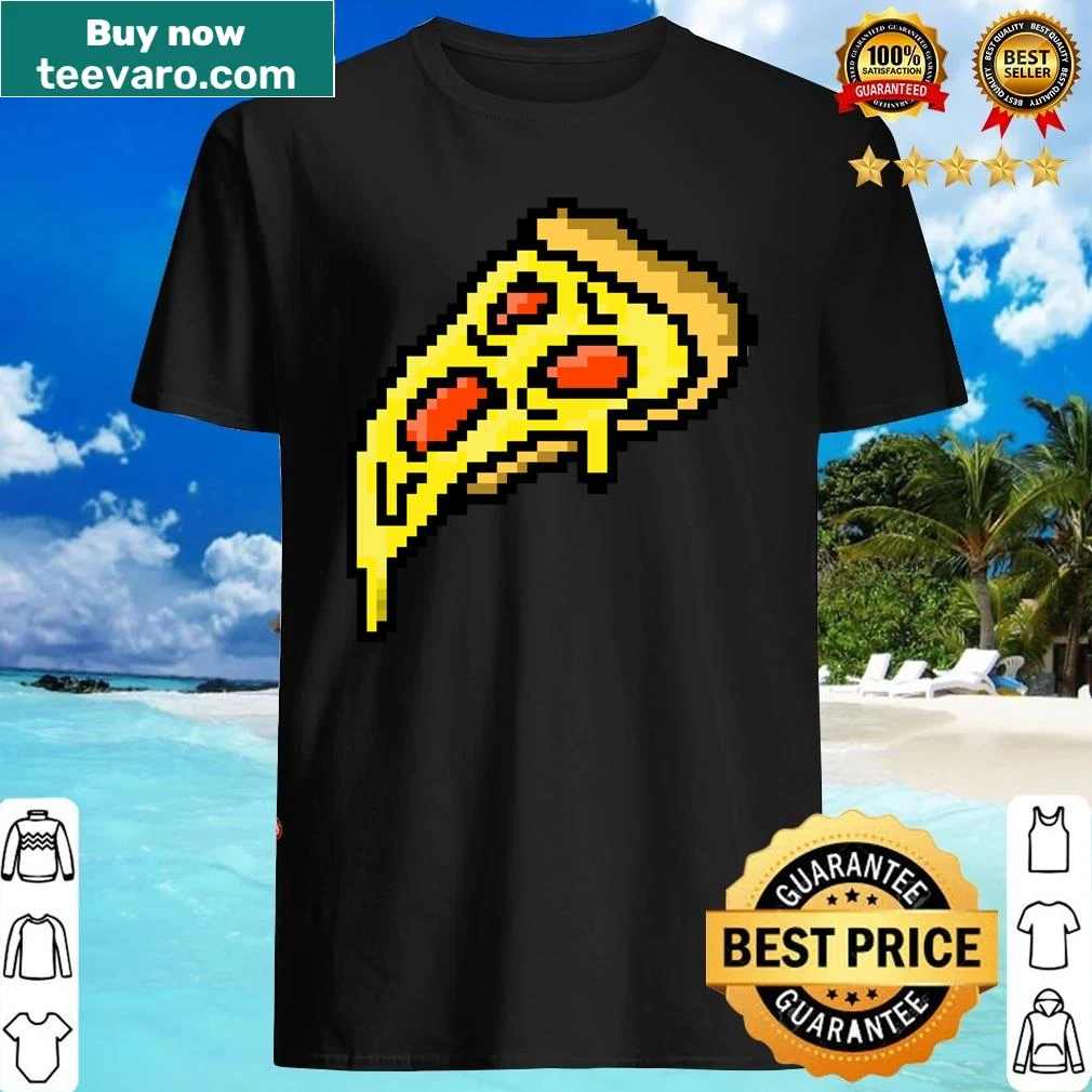 Cute pixel art pizza design on T-shirt