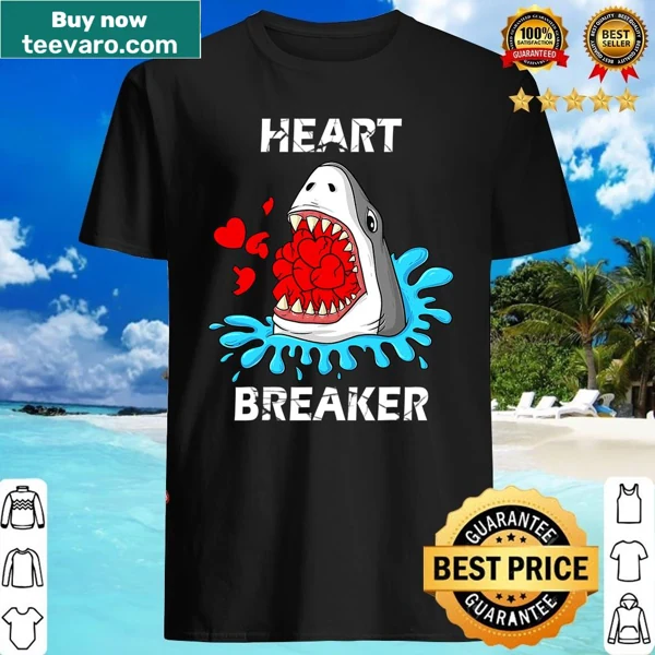 Funny Valentine's Day Shark Heart Breaker T-shirt for kids