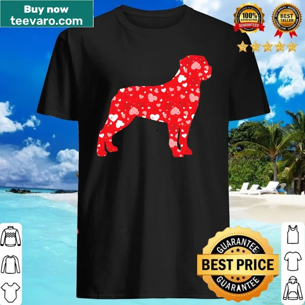 Matching couple shirt with love hearts and Rottweiler design
