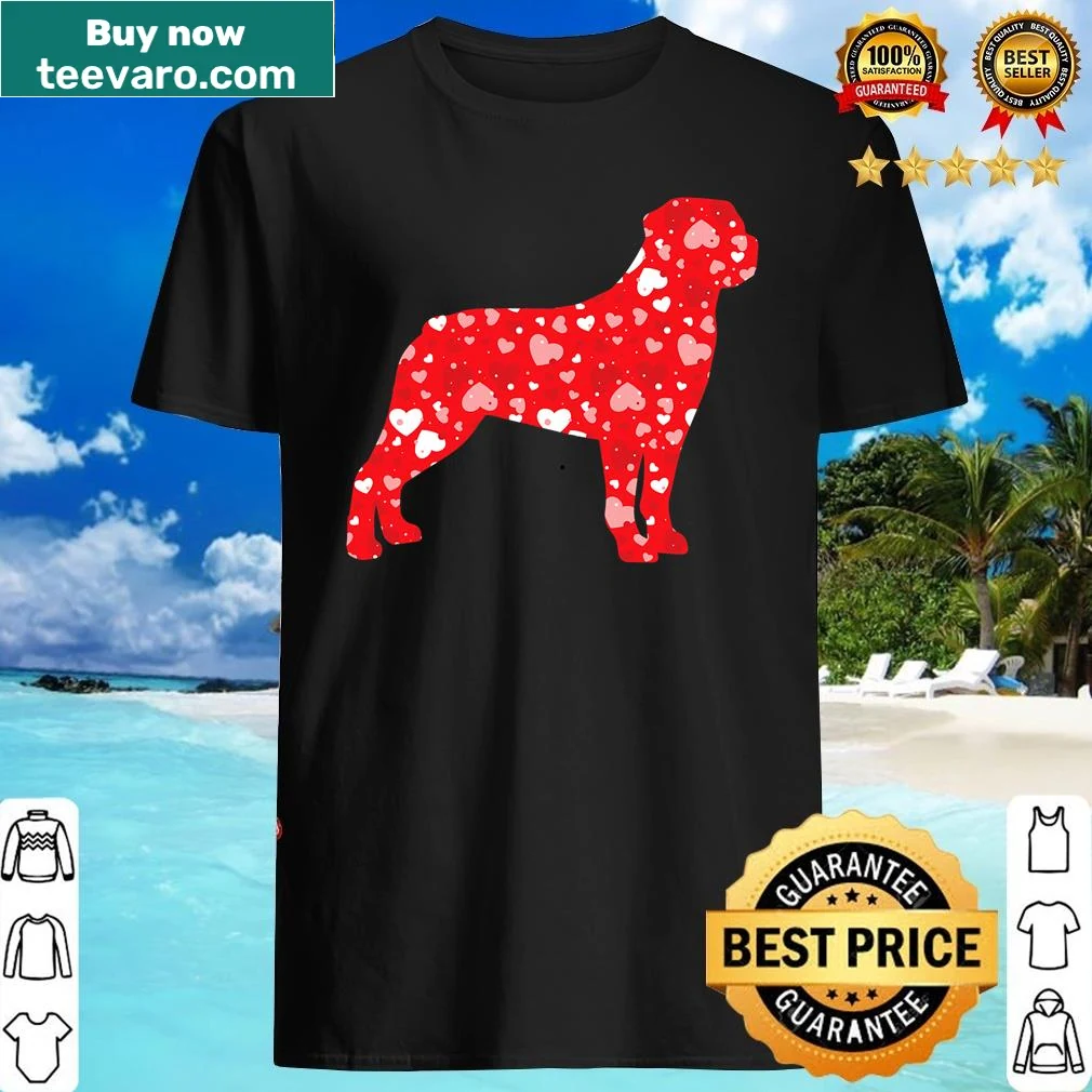 Matching couple shirt with love hearts and Rottweiler design