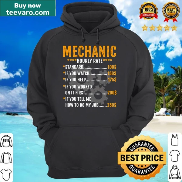Funny mechanic shirt with vintage-style labor rates graphic
