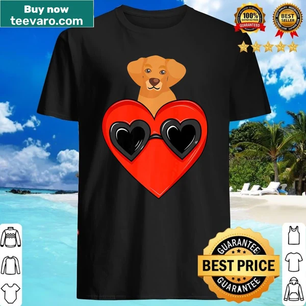 Shirt featuring a golden retriever illustration for Valentine's Day.