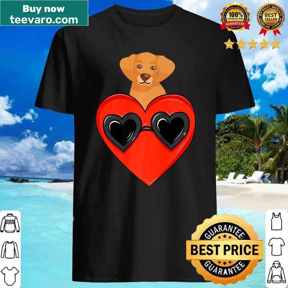 Shirt featuring a golden retriever illustration for Valentine's Day.