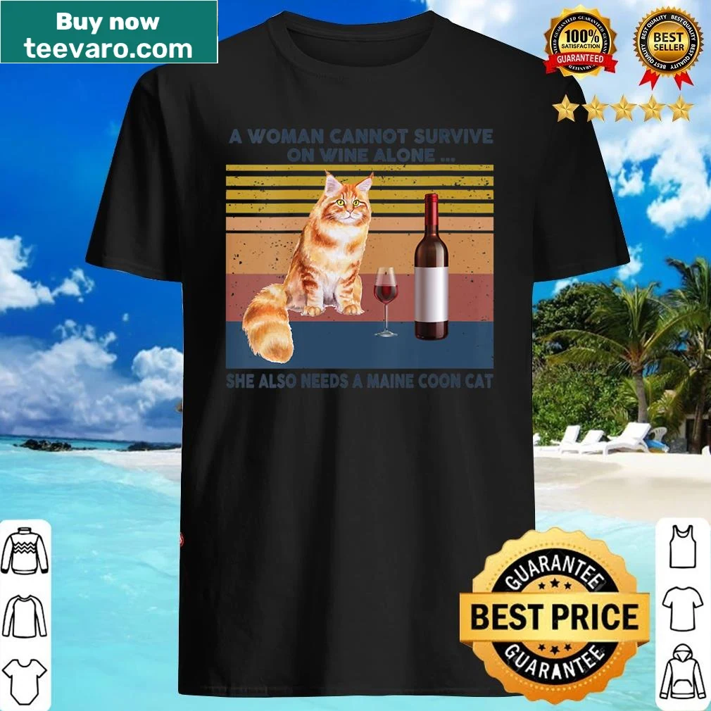 Funny V-neck shirt with a saying about wine and cats.