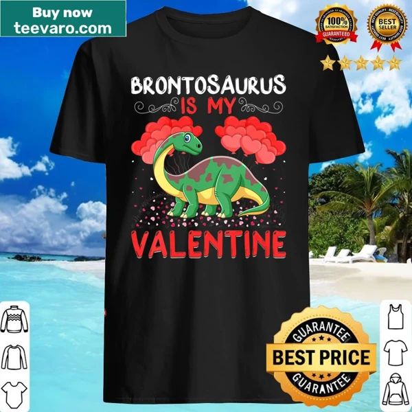 Cute brontosaurus graphic on Valentine's Day V-neck shirt