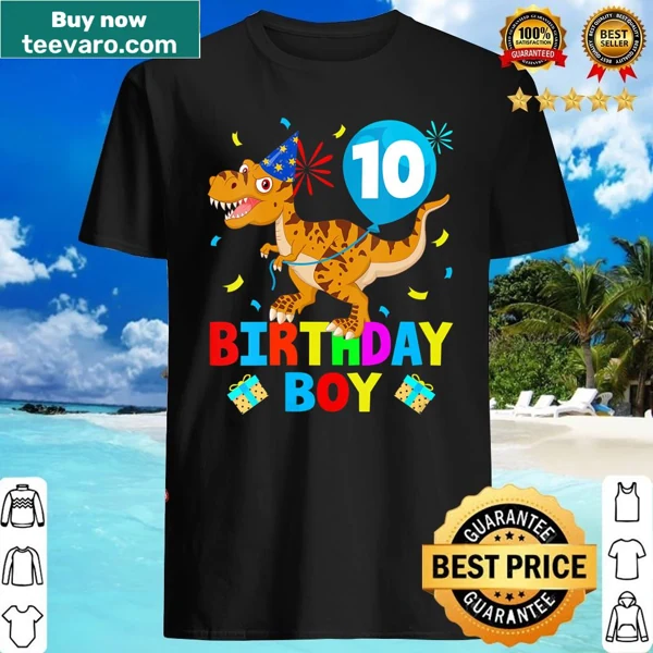 Cute T-Rex graphic shirt for a 10-year-old's birthday
