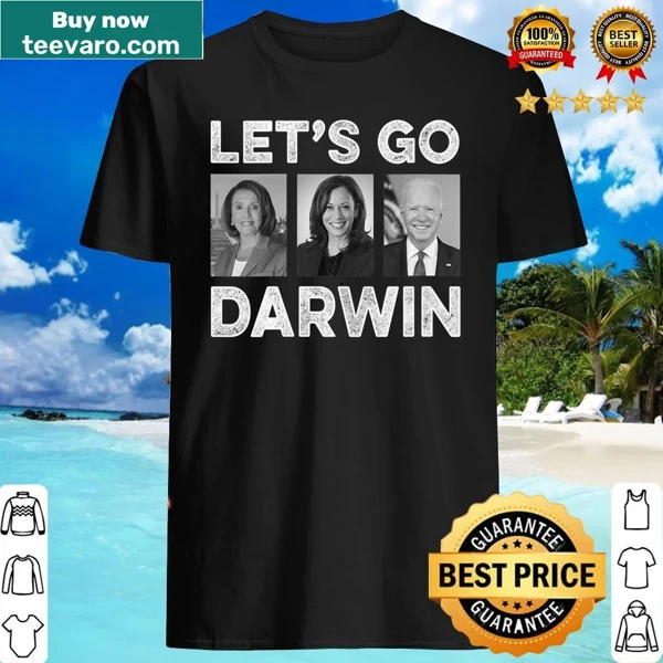 Womens V-neck shirt with Let's Go Darwin phrase in humorous design