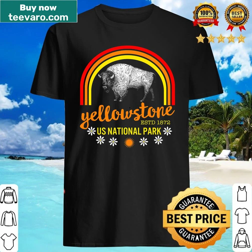 Illustrated bison on Yellowstone camping souvenir shirt
