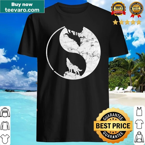 Yin yang shirt featuring a wolf illustration