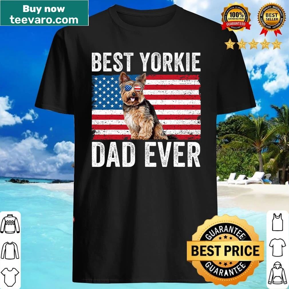 Yorkshire Terrier shirt for proud Yorkie dads with American flag