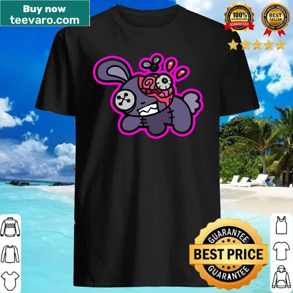 Cartoon zombie bunny plushie design on a t-shirt