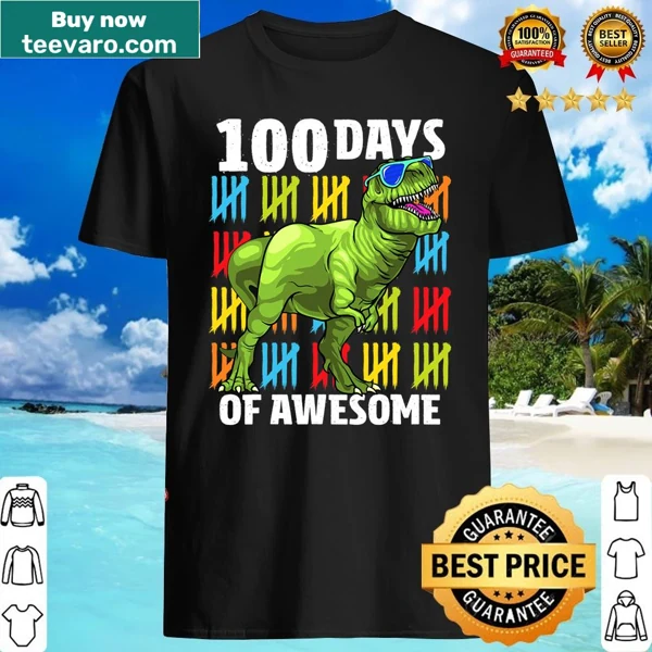 Kids shirt featuring a T-rex for 100 Days Of School