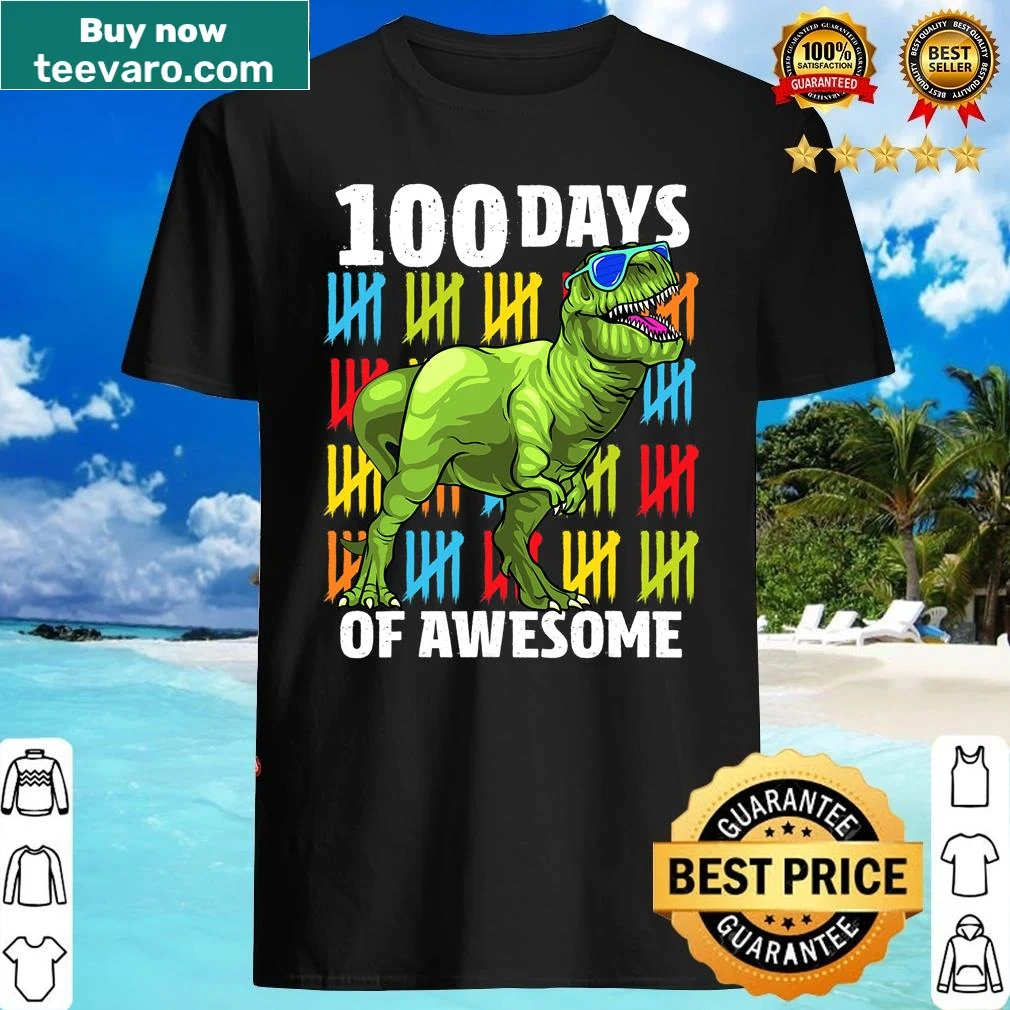 Kids shirt featuring a T-rex for 100 Days Of School