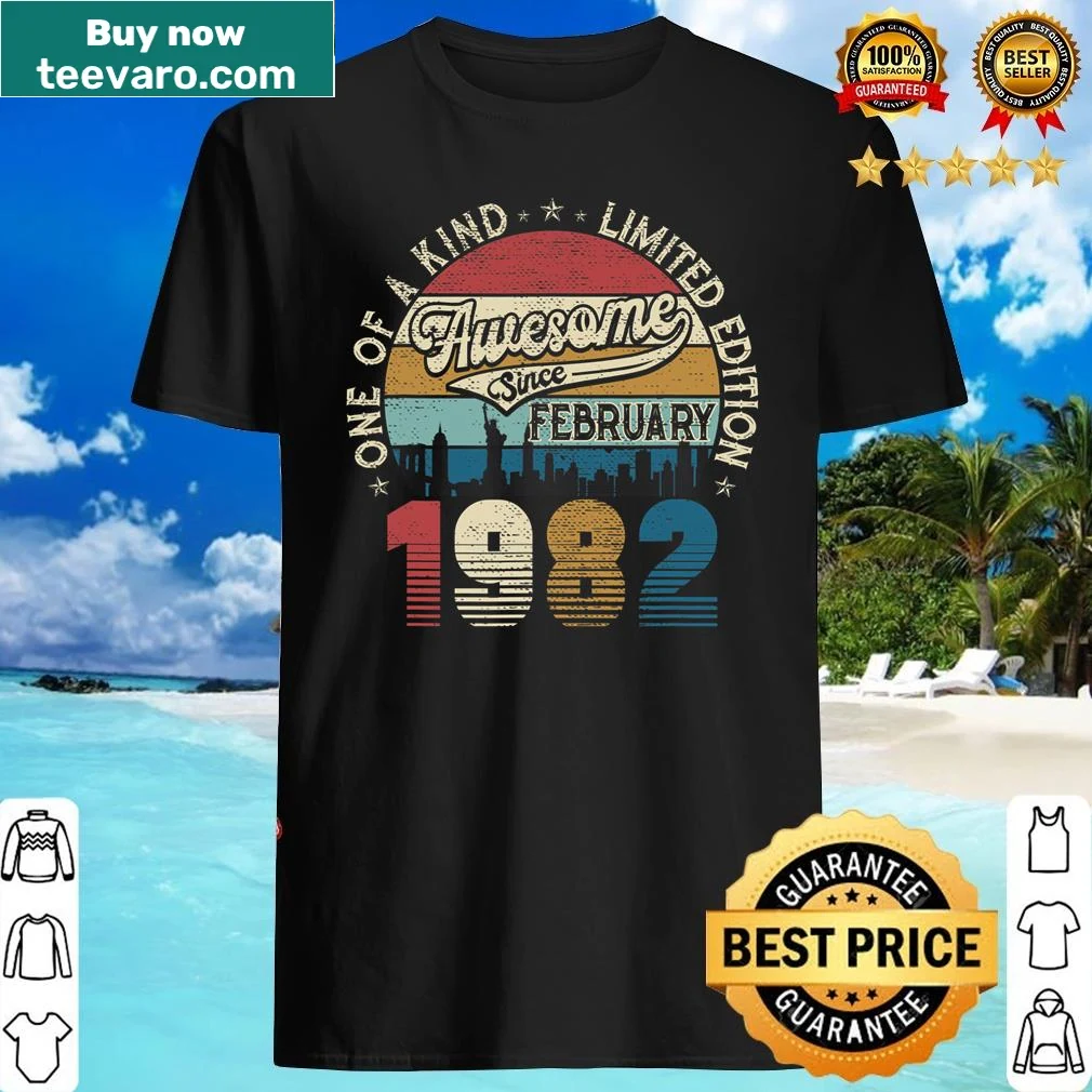 Distressed shirt celebrating 40 years with February 1982 graphics