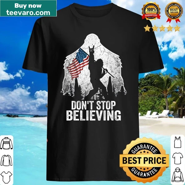 Vintage distressed shirt featuring Bigfoot and American flag