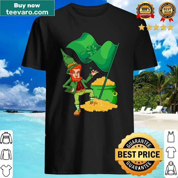 St. Patrick's Day shirt with leprechaun, shamrock, and pot of gold