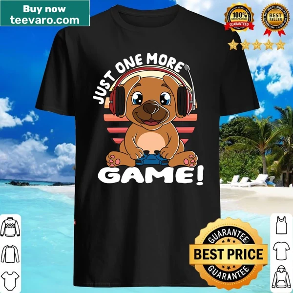 Cartoon shirt of a dog with a gaming headset.