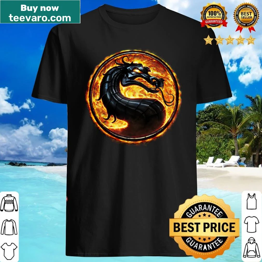 Illustrated dragon exhaling fire on a t-shirt
