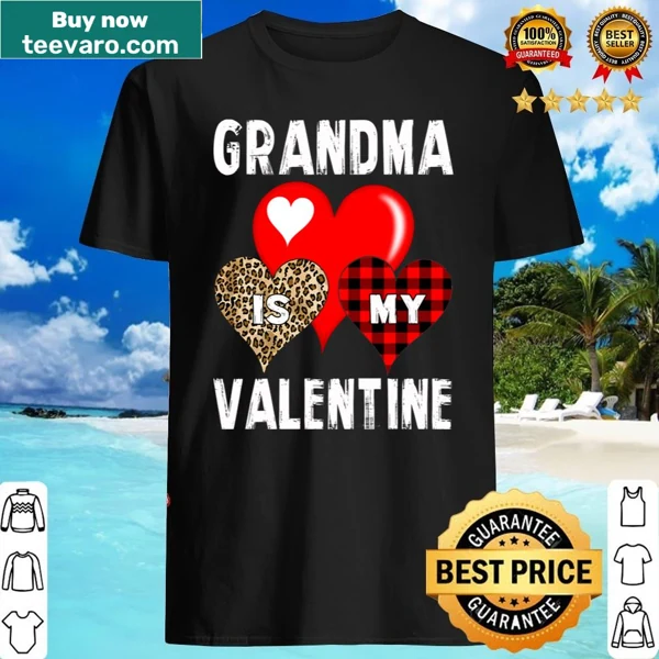 Kids shirt with text 'Grandma Is My Valentine' and red plaid design