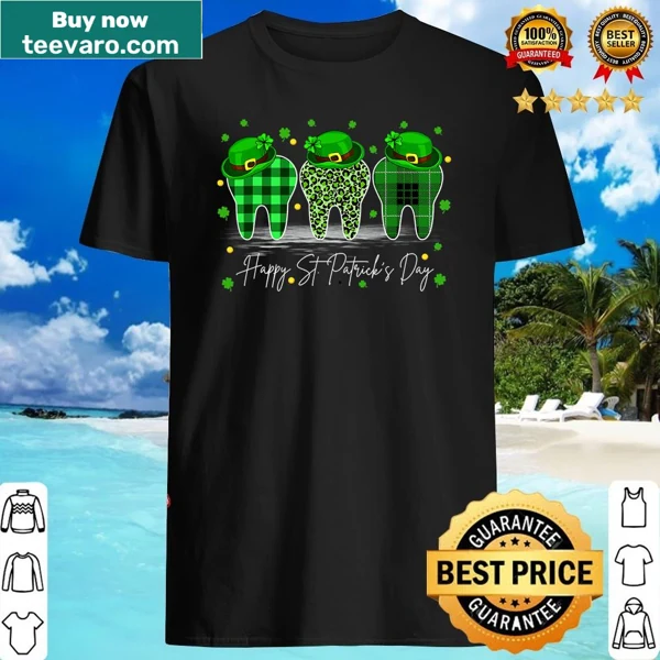 Humorous St. Patrick's themed shirt with leprechaun hat and dentist humor