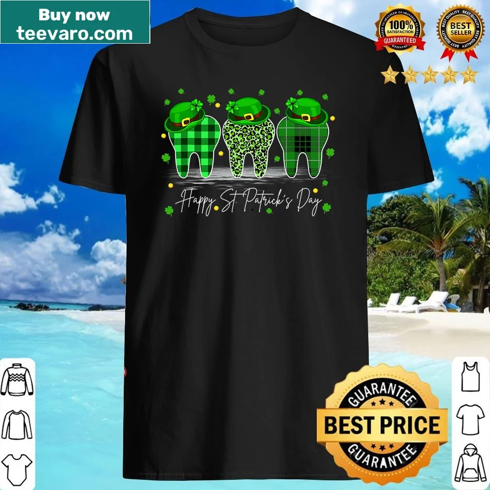Humorous St. Patrick's themed shirt with leprechaun hat and dentist humor
