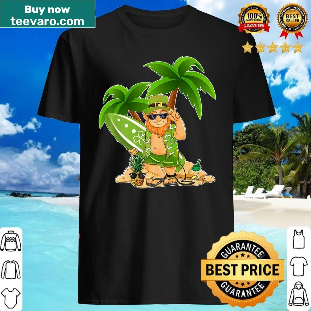 Playful leprechaun surfing on a wave for St. Patrick's Day