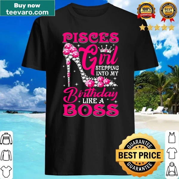 Cartoon t-shirt celebrating a Pisces girl's birthday