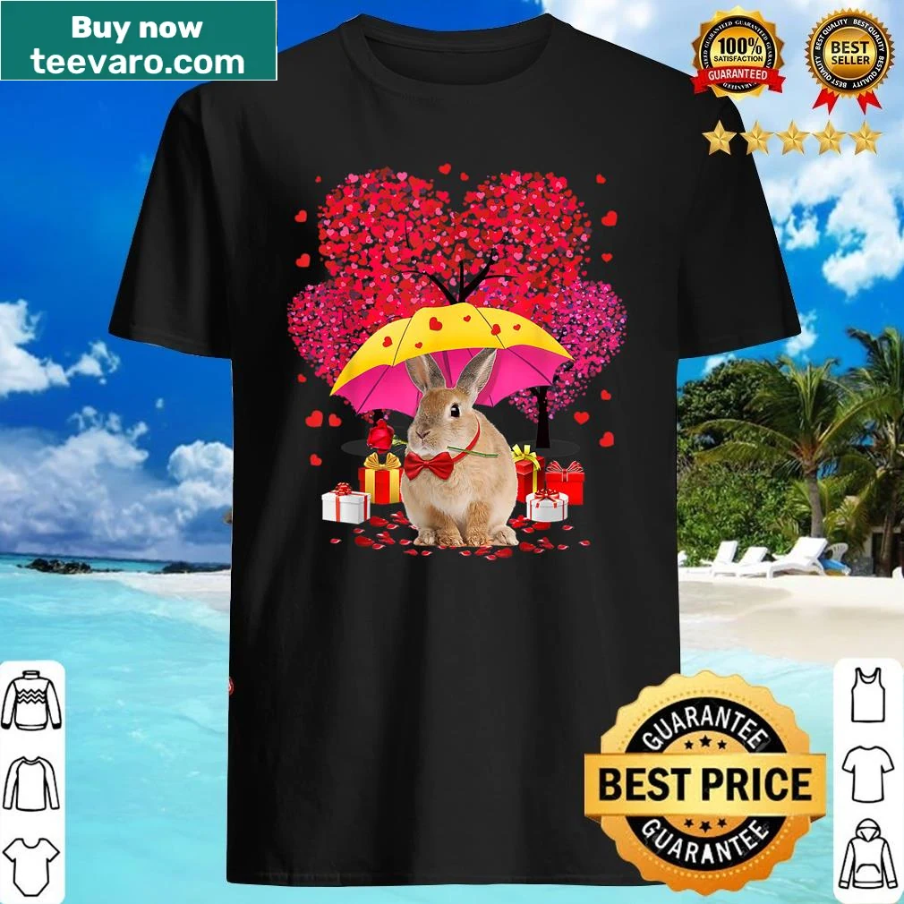 Cute Valentine's Day bunny design with trees and hearts