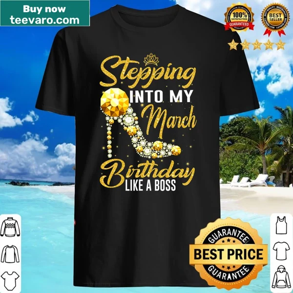 Funny birthday shirt for March girls with bold text