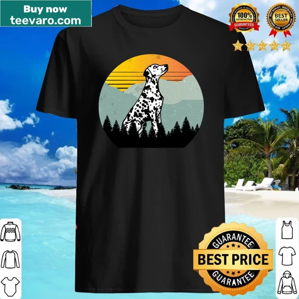 Vintage Dalmatian dog shirt with retro sun graphic