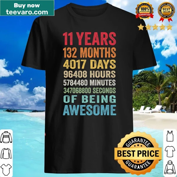 Birthday shirt celebrating 11 years with '11 Years 132 Months' text