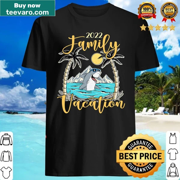 Shark and beach-themed illustration celebrating summer vacation fun