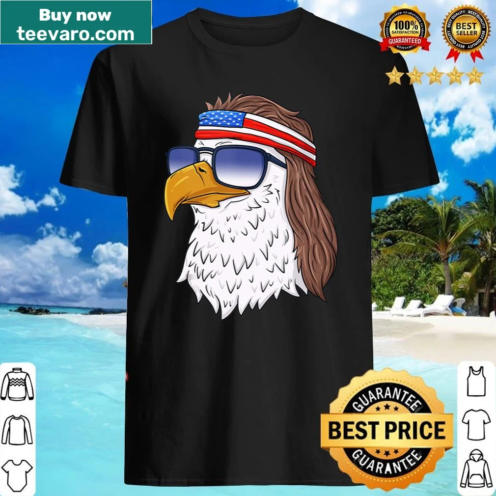 Patriotic shirt with bald eagle and mullet design