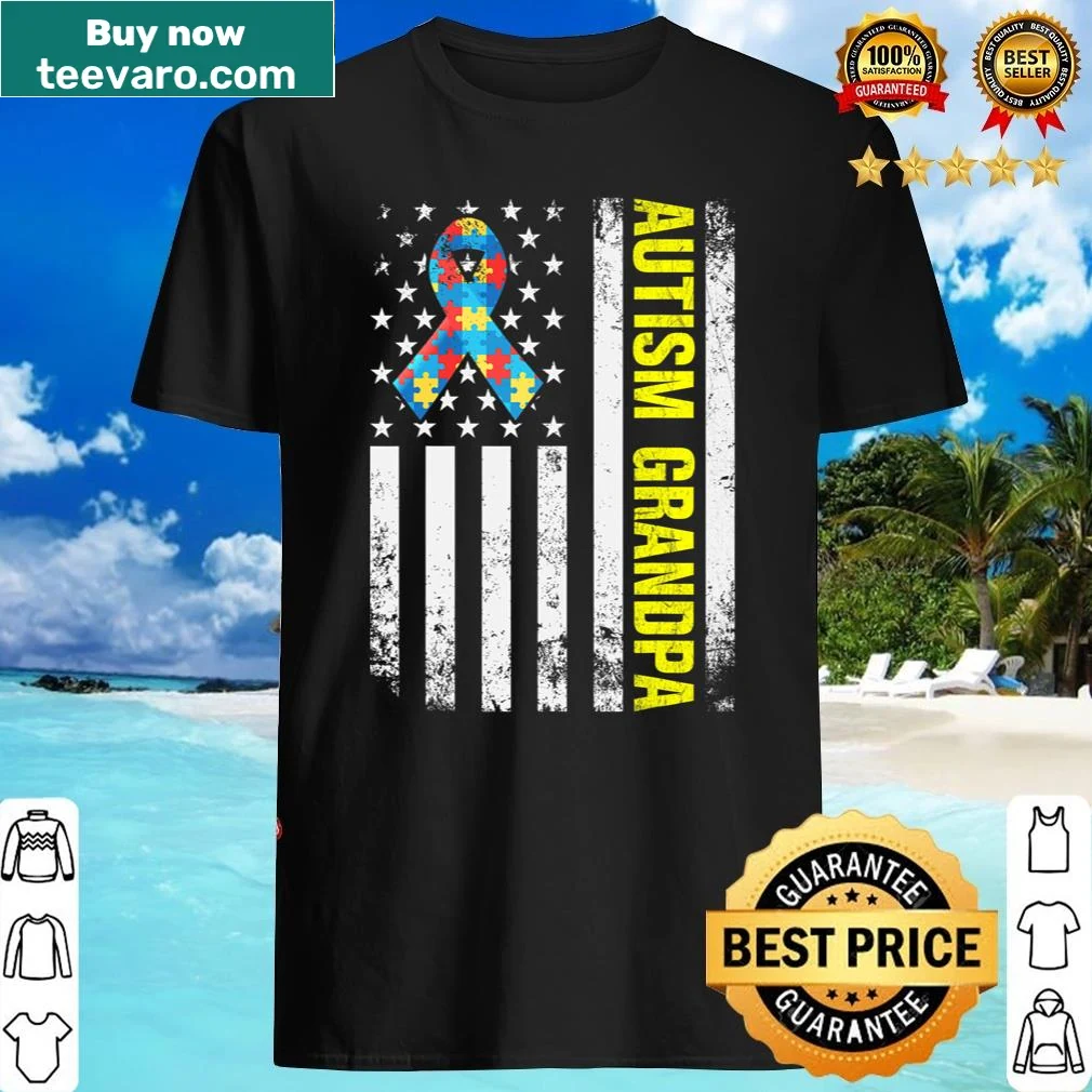 Vintage flag shirt celebrating grandfathers of autistic children